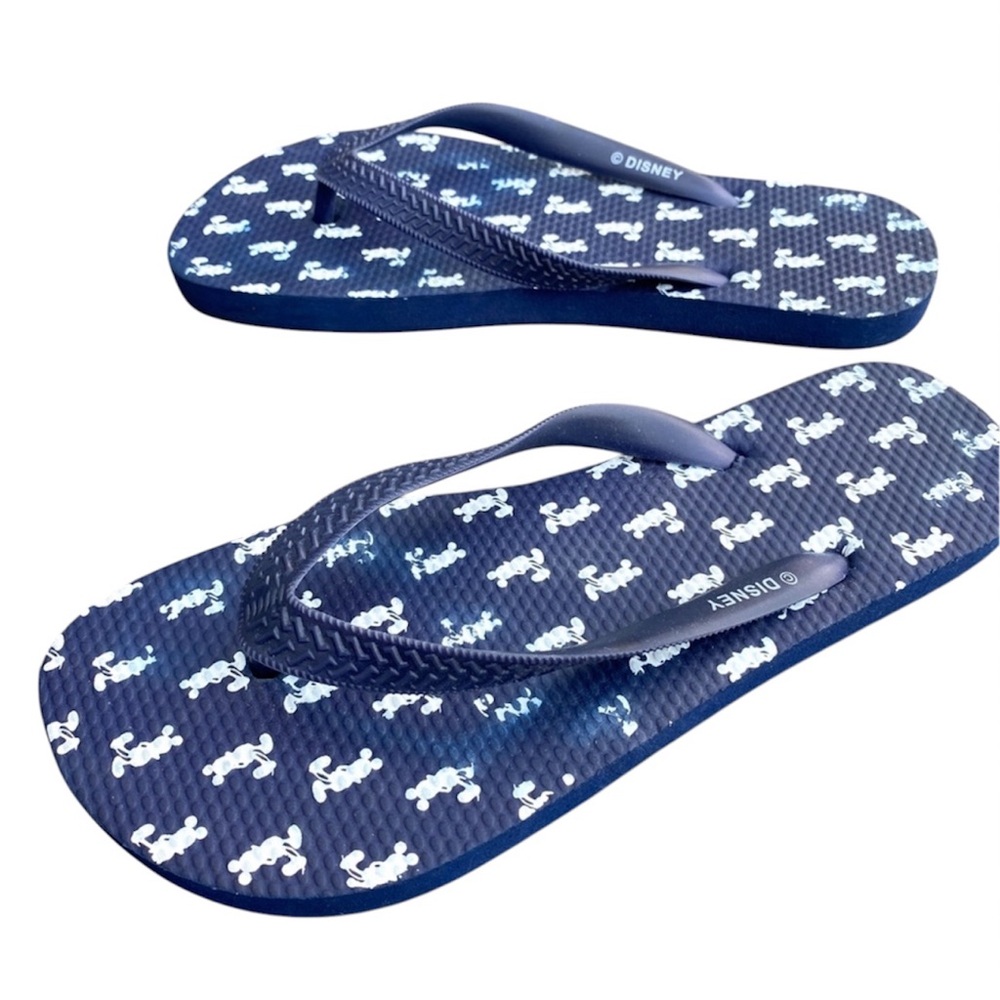 Mickey Mouse FLIP FLOPS thongs sandals Disney print white shoes women’s flats